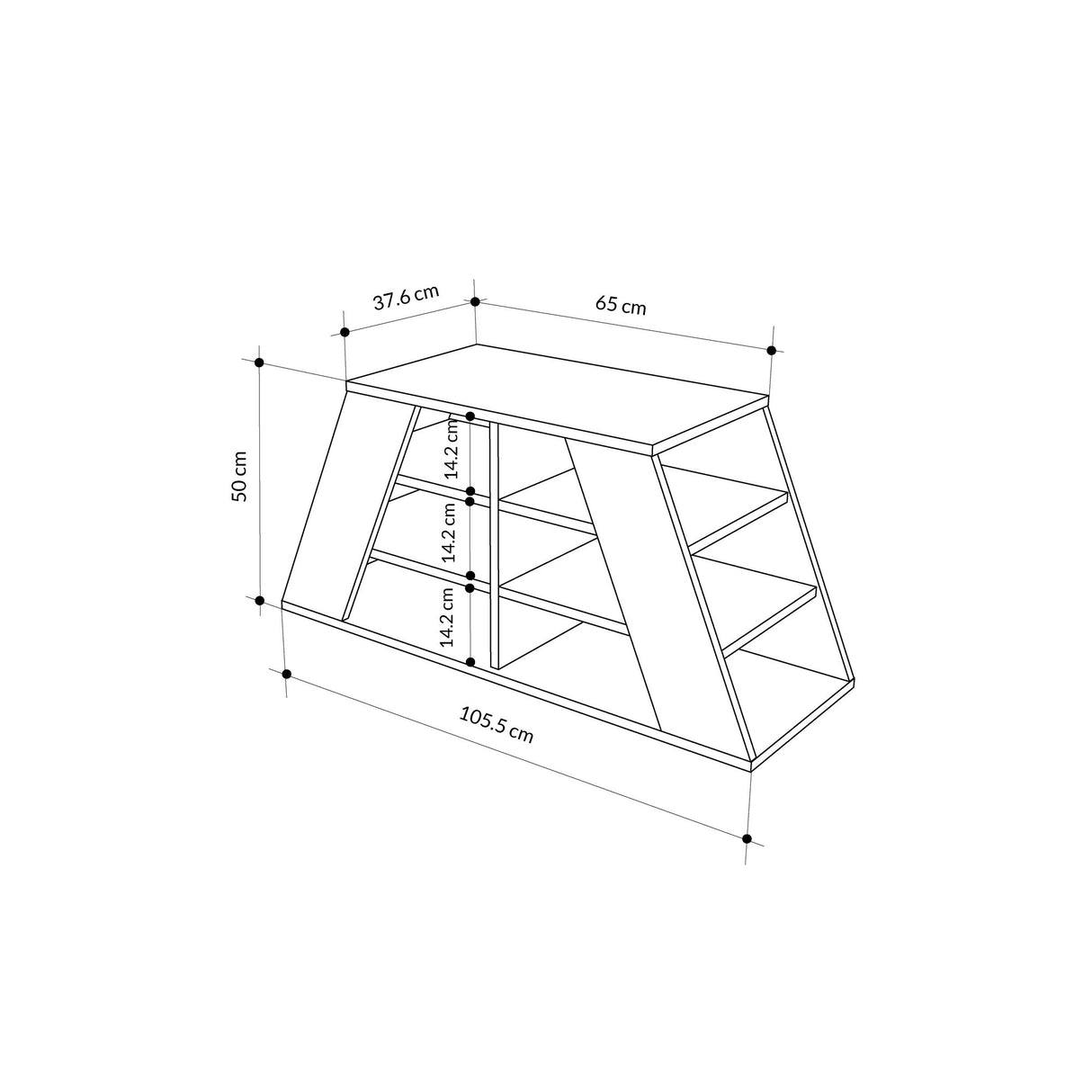 Schoenenkast Pyramid Eik Wit Melamine 105,5x50x37,5 cm