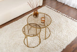 Ensemble de tables basses rondes modernes de 2 Uru Or - Verre Bronze - 60/42 cm 
