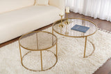Ensemble de tables basses rondes modernes de 2 Uru Or - Verre Bronze - 80/60 cm 