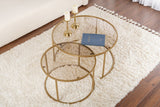 Ensemble de tables basses rondes modernes de 2 Uru Or - Verre Bronze - 80/60 cm 