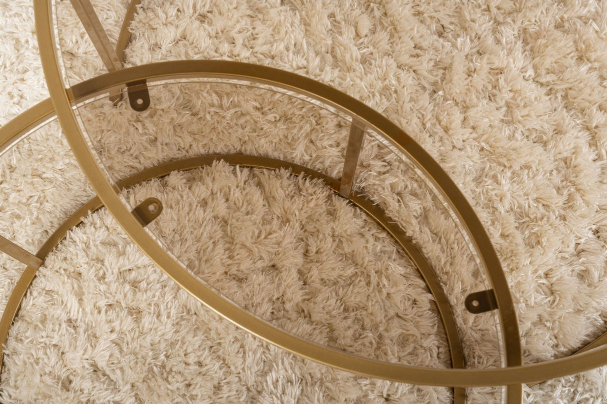 Ensemble de tables basses rondes modernes de 2 Uru Or - Verre Bronze - 80/60 cm 