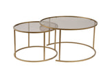 Ensemble de tables basses rondes modernes de 2 Uru Or - Verre Bronze - 80/60 cm 
