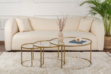 Ensemble de tables basses rondes modernes en Uru or - Verre transparent - 80/60/42 cm 