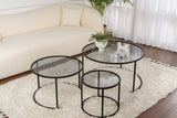 Ensemble de tables basses modernes de 3 Uru Noir - Verre Gris - 80/60/42 cm 