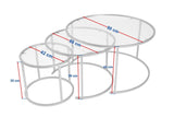 Ensemble de tables basses modernes de 3 Uru Noir - Verre Gris - 80/60/42 cm 