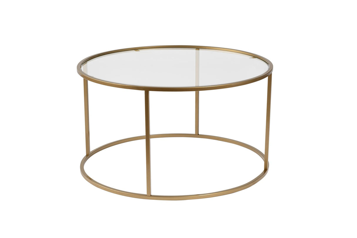 Table basse ronde moderne Uru Or - Verre - 80 cm 