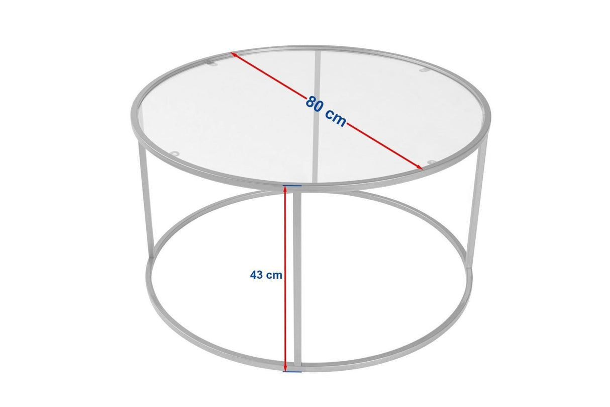Table basse ronde moderne Uru Or - Verre - 80 cm 