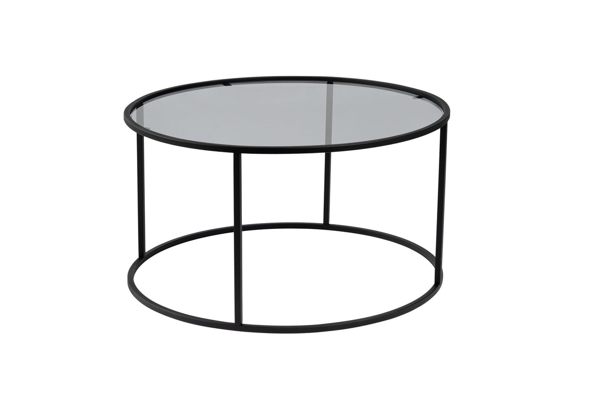 Table basse ronde moderne Uru Noir - Verre Gris - 80 cm 