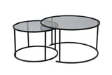 Ensemble de tables basses rondes modernes Uru Noir - Verre Gris - 80/60 cm 