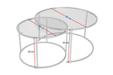 Ensemble de tables basses rondes modernes Uru Noir - Verre Gris - 80/60 cm 
