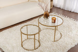 Ensemble de tables basses rondes modernes Uru Or - Verre Transparent - 60/42 cm 