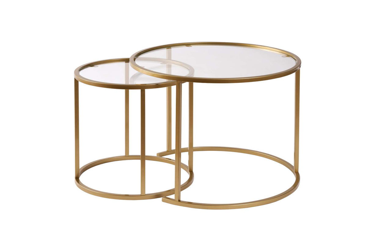 Ensemble de tables basses rondes modernes Uru Or - Verre Transparent - 60/42 cm 