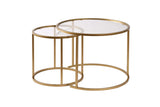 Ensemble de tables basses rondes modernes Uru Or - Verre Transparent - 60/42 cm 