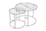 Ensemble de tables basses rondes modernes de 2 Uru Noir - Verre transparent - 60/42 cm 