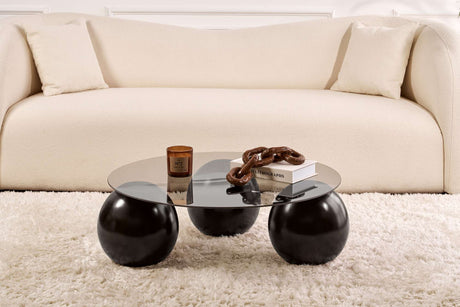 Salontafel Miro Gehard glas Zwart Grijs 85x85 cm Black Grey Tempered glass