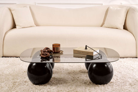 Salontafel Evara 118x75x30 cm Gehard Glas zwart en grijs Black Grey Tempered glass