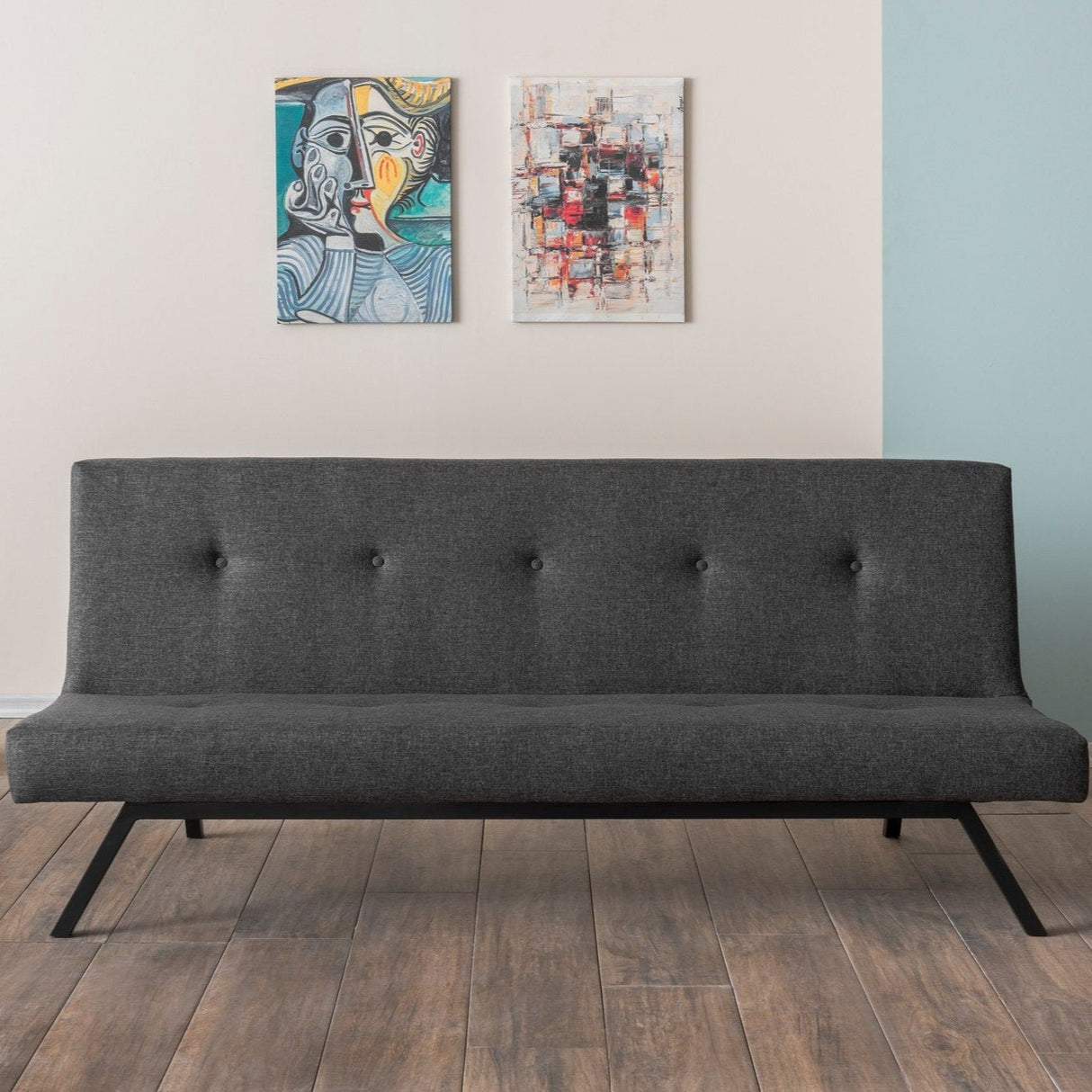 Canapé-lit 3 places Zoly Anthracite Tissu - 180 cm - Sans accoudoirs - Capitonné 
