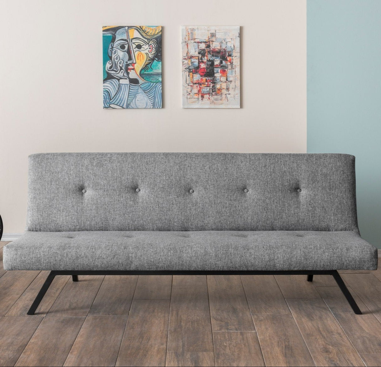 Canapé-lit 3 places Zoly Gris clair Tissu - 180 cm - Sans accoudoirs - Capitonné 
