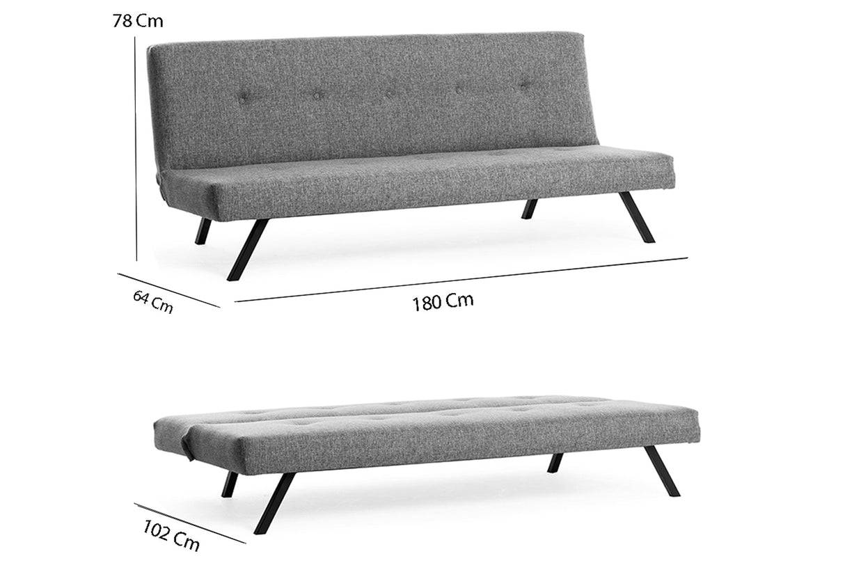 Canapé-lit 3 places Zoly Gris clair Tissu - 180 cm - Sans accoudoirs - Capitonné 