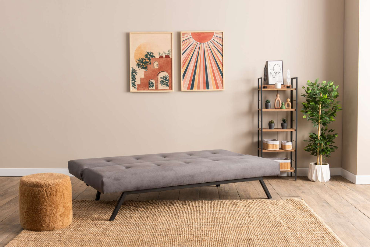 Canapé-lit 3 places Zoly Gris Tissu - 180 cm - Sans accoudoirs - Capitonné 