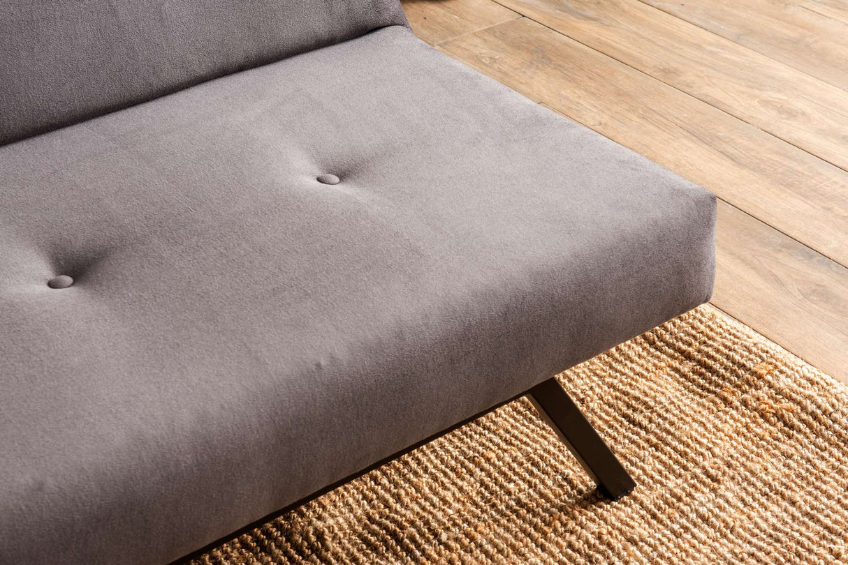 Canapé-lit 3 places Zoly Gris Tissu - 180 cm - Sans accoudoirs - Capitonné 