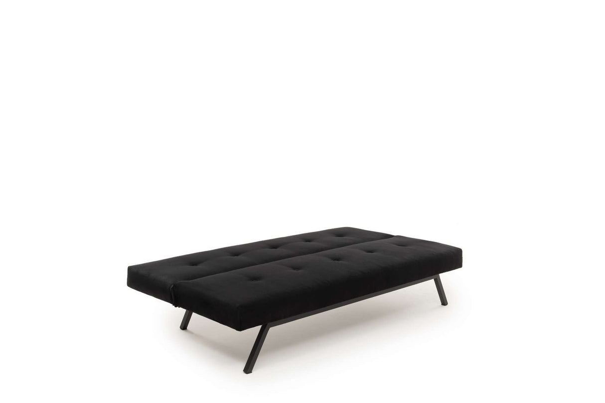 Canapé-lit 3 places Zoly Noir Tissu - 180 cm - Sans accoudoirs - Capitonné 