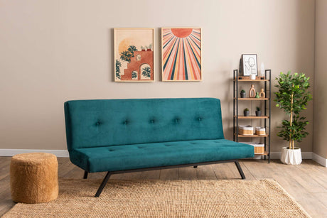Canapé-lit 3 places Zoly Vert Pétrole Tissu - 180 cm - Sans accoudoirs - Capitonné 