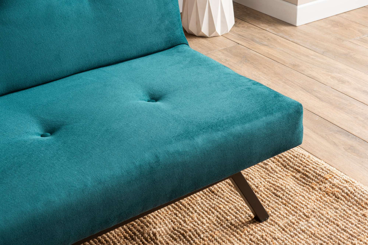 Canapé-lit 3 places Zoly Vert Pétrole Tissu - 180 cm - Sans accoudoirs - Capitonné 