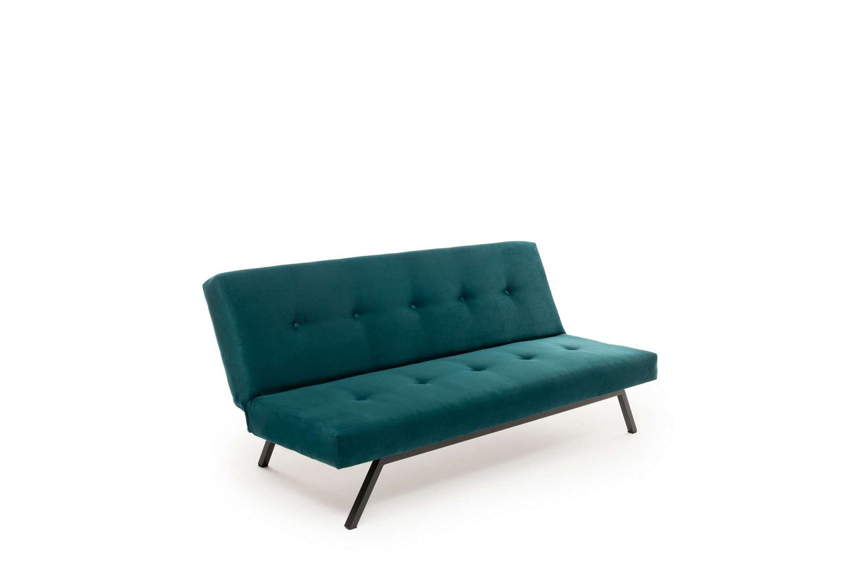 Canapé-lit 3 places Zoly Vert Pétrole Tissu - 180 cm - Sans accoudoirs - Capitonné 