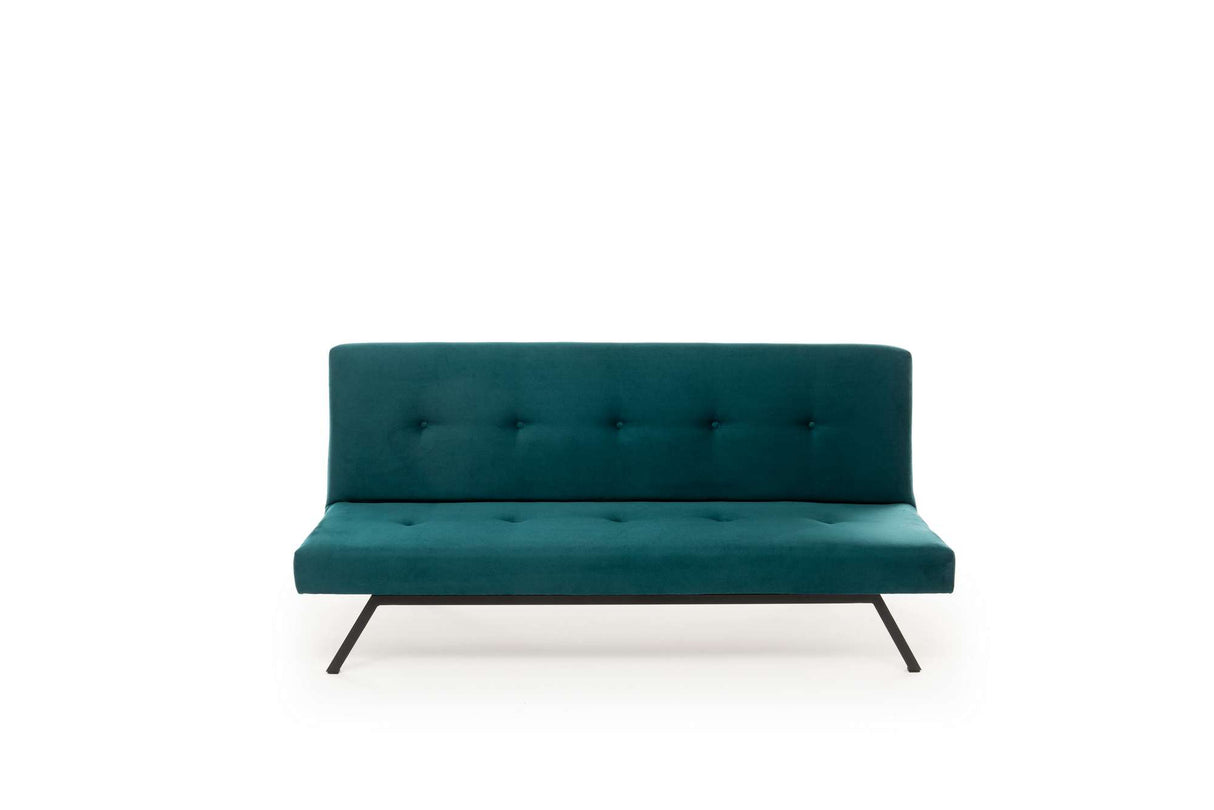 Canapé-lit 3 places Zoly Vert Pétrole Tissu - 180 cm - Sans accoudoirs - Capitonné 