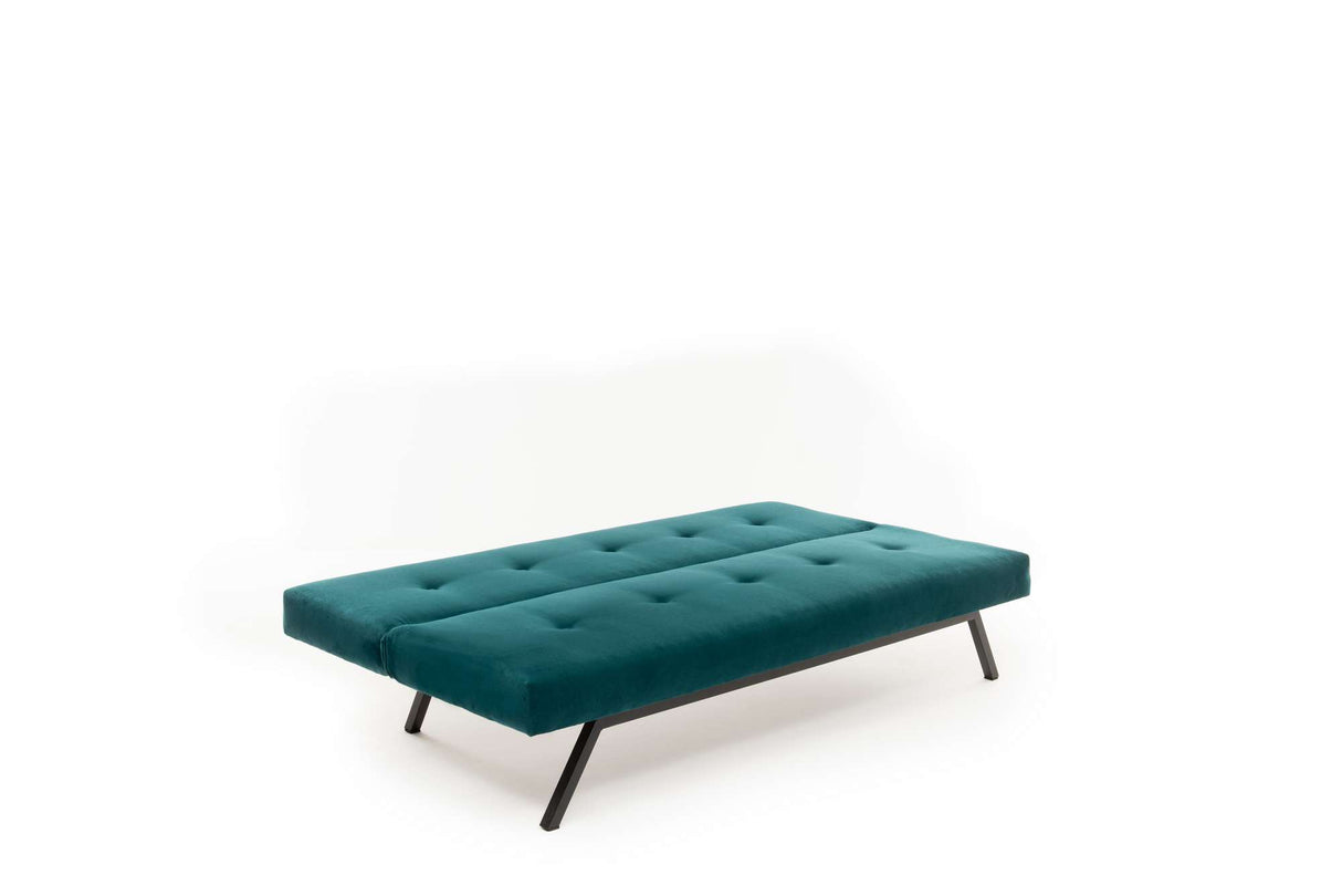 Canapé-lit 3 places Zoly Vert Pétrole Tissu - 180 cm - Sans accoudoirs - Capitonné 
