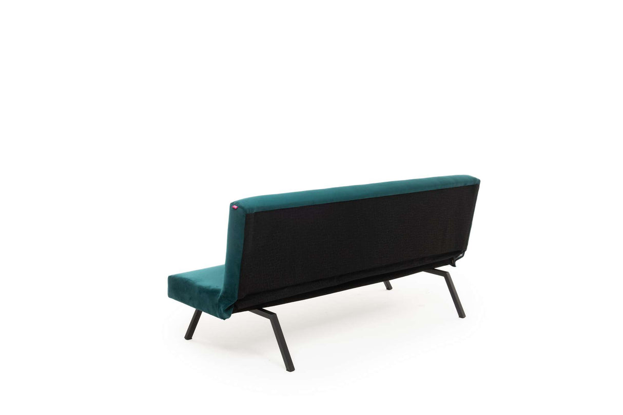 Canapé-lit 3 places Zoly Vert Pétrole Tissu - 180 cm - Sans accoudoirs - Capitonné 