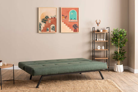 Canapé-lit 3 places Zoly Vert Tissu - 180 cm - Sans accoudoirs - Capitonné 