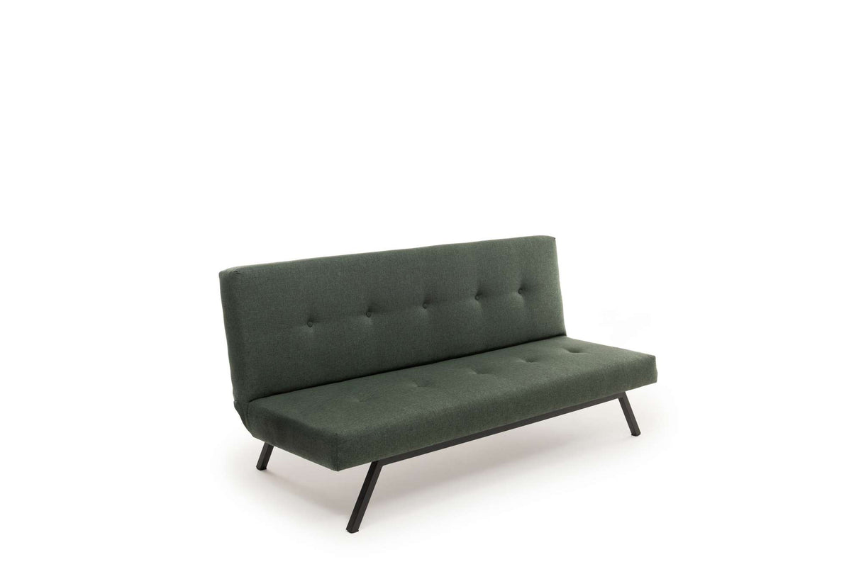 Canapé-lit 3 places Zoly Vert Tissu - 180 cm - Sans accoudoirs - Capitonné 