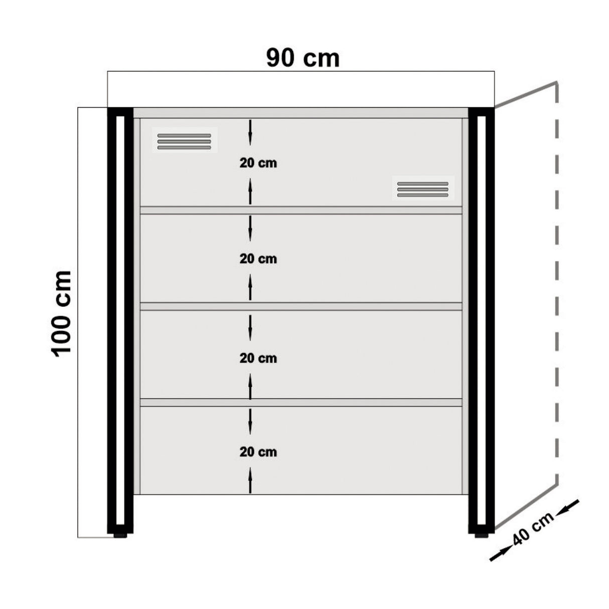 Ladekast Cosmo Atlantisch Dennenhout Zwart Melamine