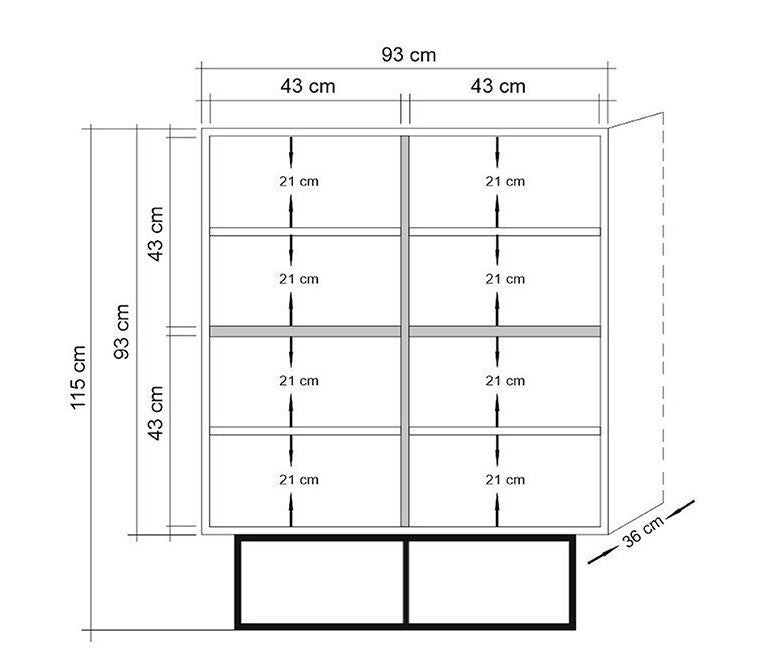 Armoire murale quantum solo pine noire de mélamine noire 93x115x36 cm