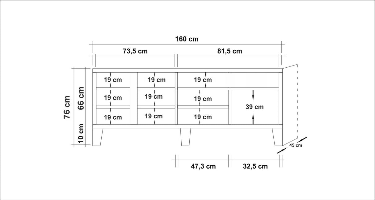 Meubles de télévision Marina Mila Atlantic Pine Mélamine 160x76x45 cm