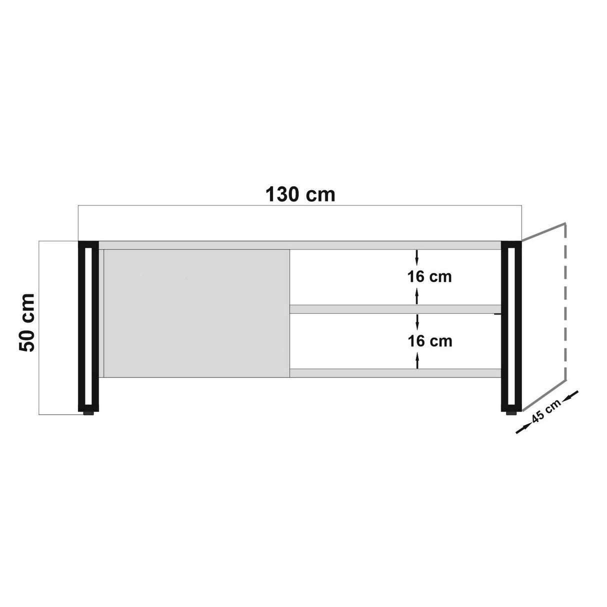 Meubles télévisés Arcas atlantique Pine Noire Mélamine 130x50x45 cm