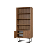 Boekenkast Rea Walnoot Zwart Melamine 80x182x36 cm