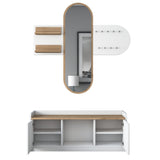 Meubelset Kapstok - Spiegel - Schoenenkast  - Wit-Walnoot Melamine