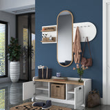Meubelset Kapstok - Spiegel - Schoenenkast  - Wit-Walnoot Melamine