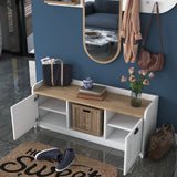 Meubelset Kapstok - Spiegel - Schoenenkast  - Wit-Walnoot Melamine