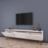 TV Meubel Osiris Wit Donker Walnoot Melamine 180x48,6x35 cm