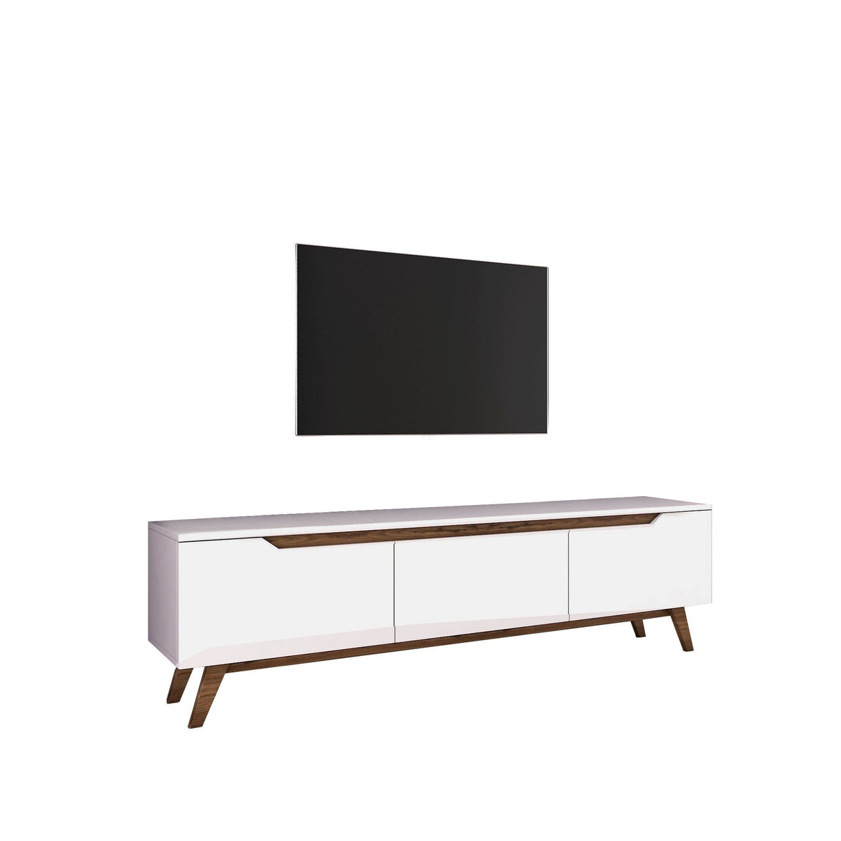 TV Meubel Osiris Wit Donker Walnoot Melamine 180x48,6x35 cm