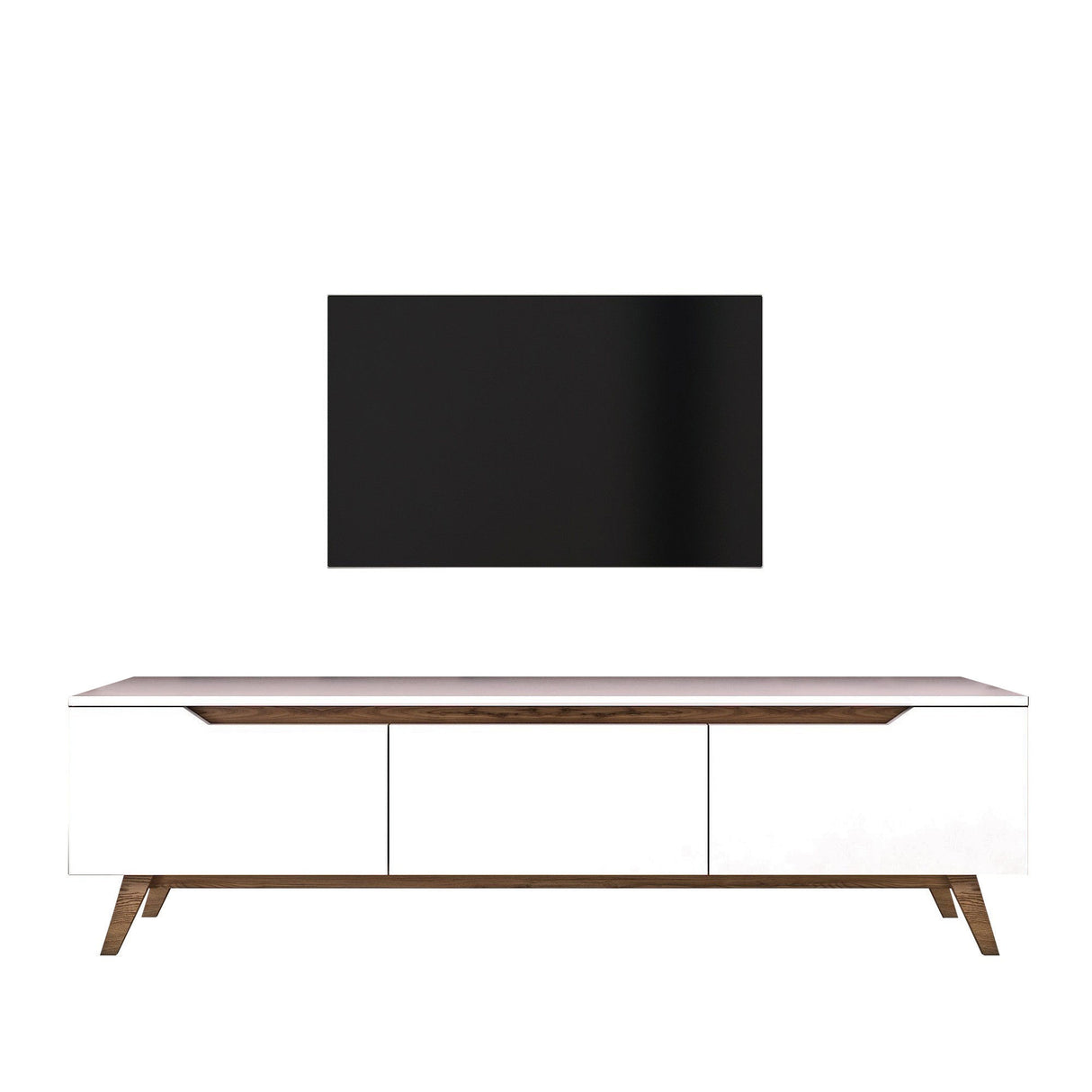 TV Meubel Osiris Wit Donker Walnoot Melamine 180x48,6x35 cm