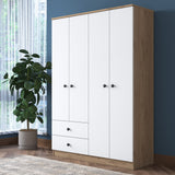 Armoire aspen noyer blanc mélamine 120x170x42,5 cm