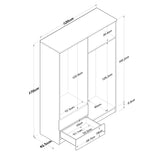 Armoire aspen noyer blanc mélamine 120x170x42,5 cm