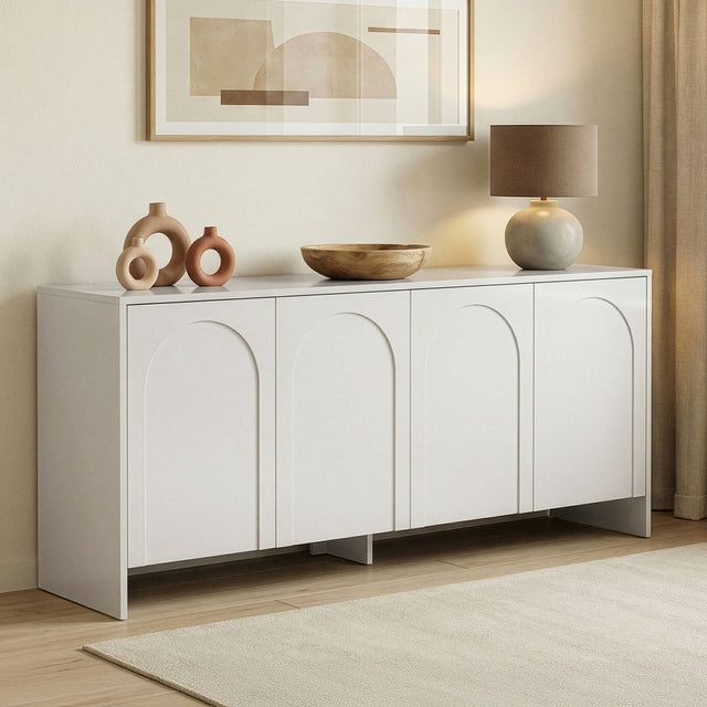 Table d'appoint Arlen blanche 180 cm bois composite enduit mélaminé