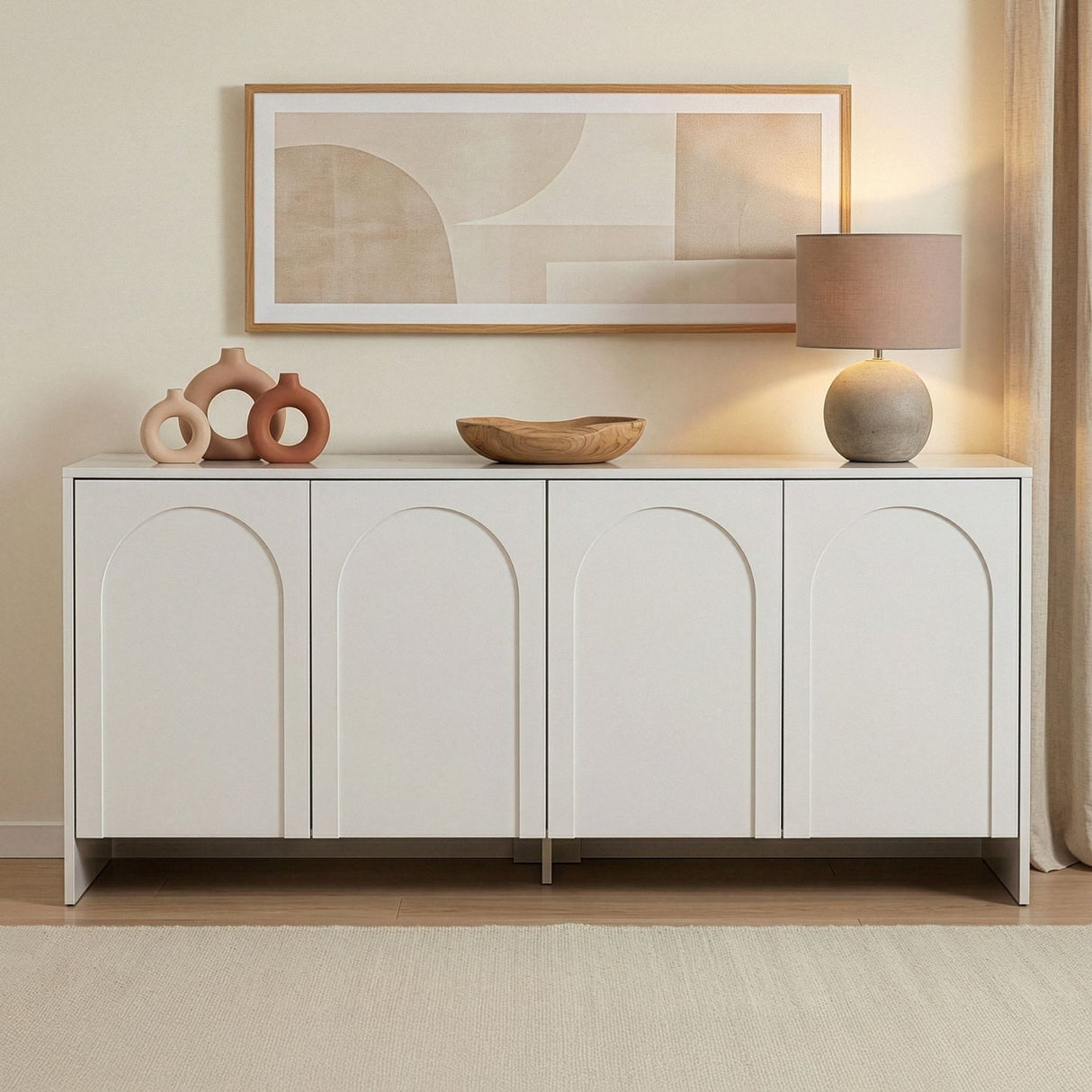 Table d'appoint Arlen blanche 180 cm bois composite enduit mélaminé