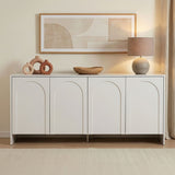 Table d'appoint Arlen blanche 180 cm bois composite enduit mélaminé